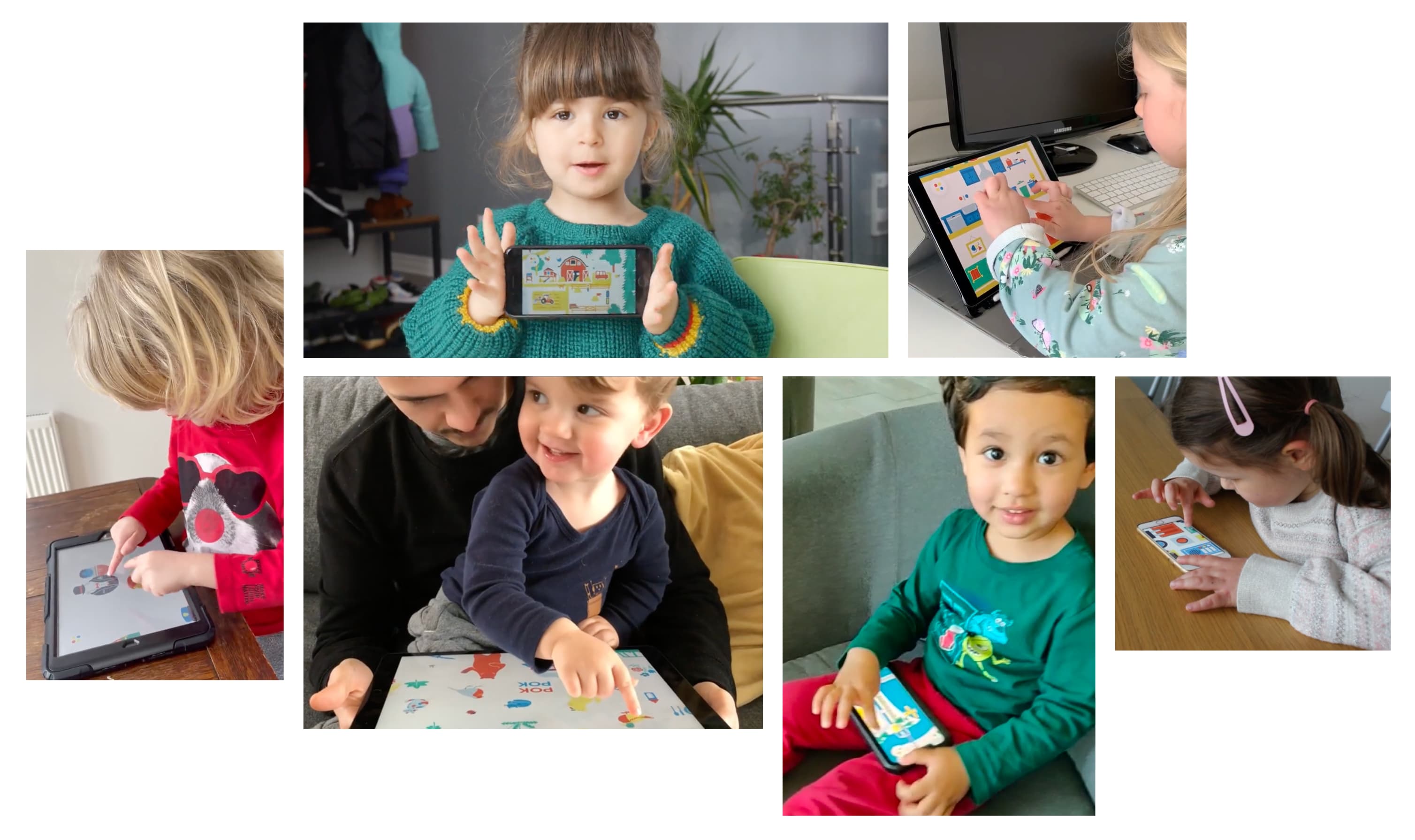 Kids playing with the Pok Pok app